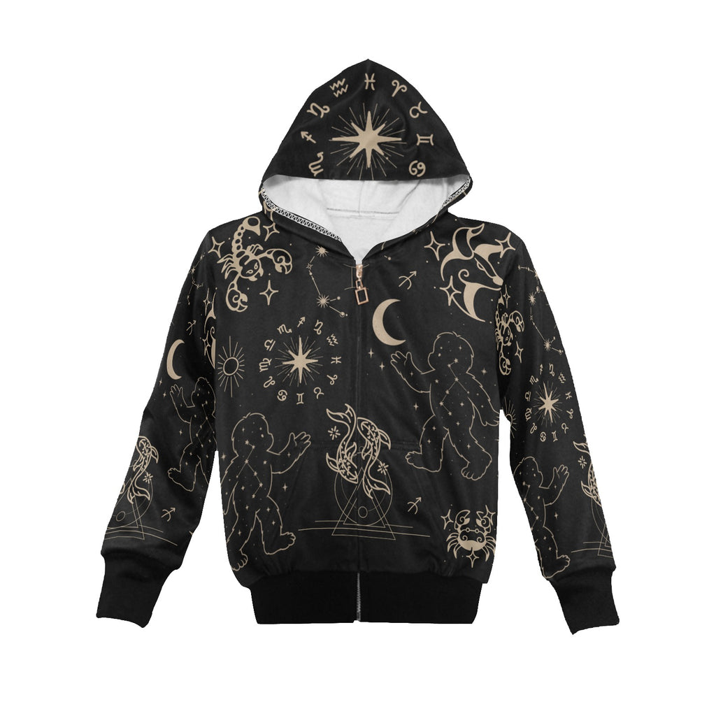 Zodiac Kid Bigfoot Zip Up Hoodie